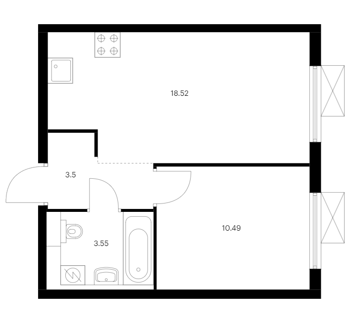 1-комнатная квартира 36.06 м², 13/15 эт., ЖК «Заречный парк»